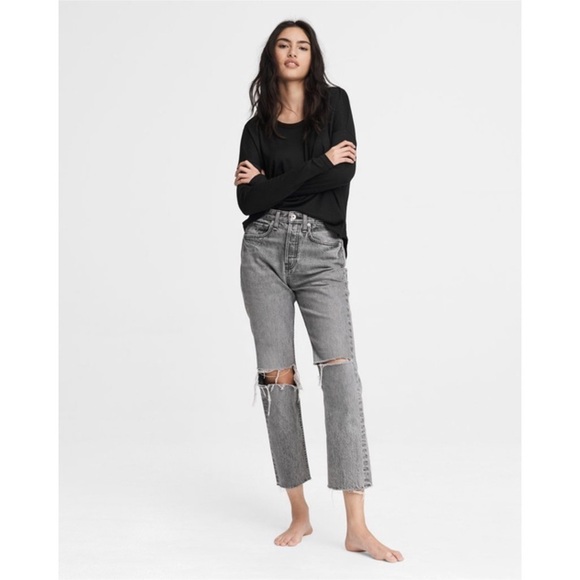 rag & bone Maya High-Rise in Zeus Size 32 NWT Slim Fit Ankle Dark Grey Jeans - Picture 1 of 10